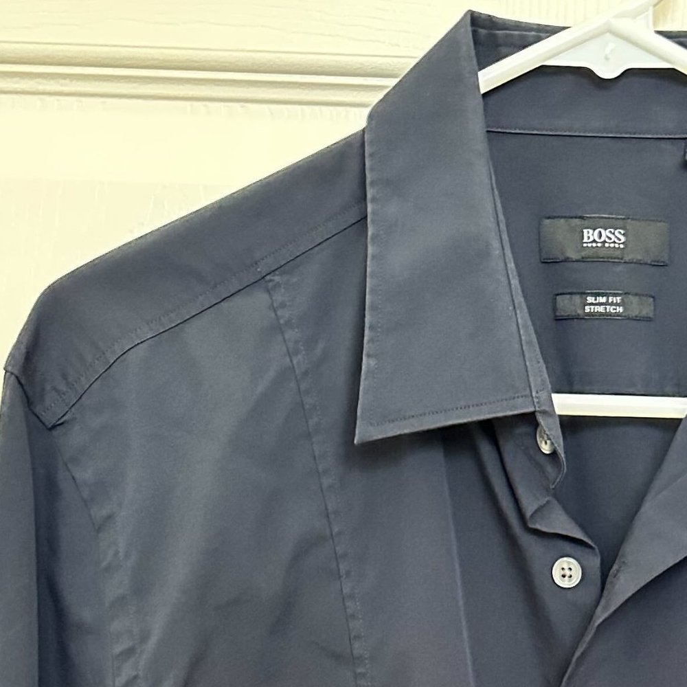 Hugo Boss - Stretch Dress Shirt, Dark Navy - Slim Fit